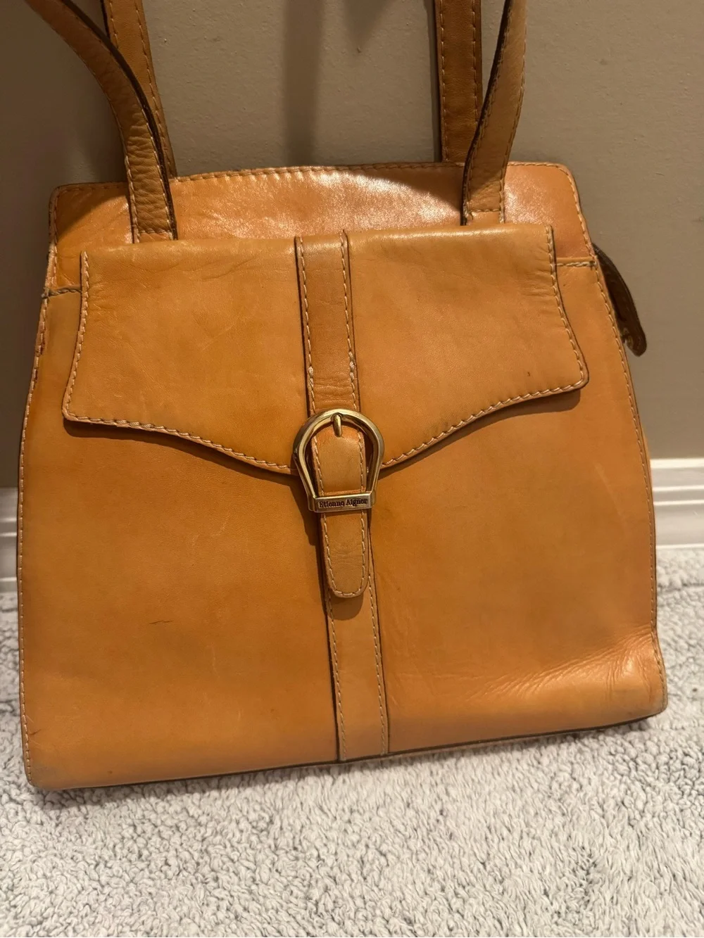 Vintage Etienne Aigner Leather Shoulder Bag in Tan by